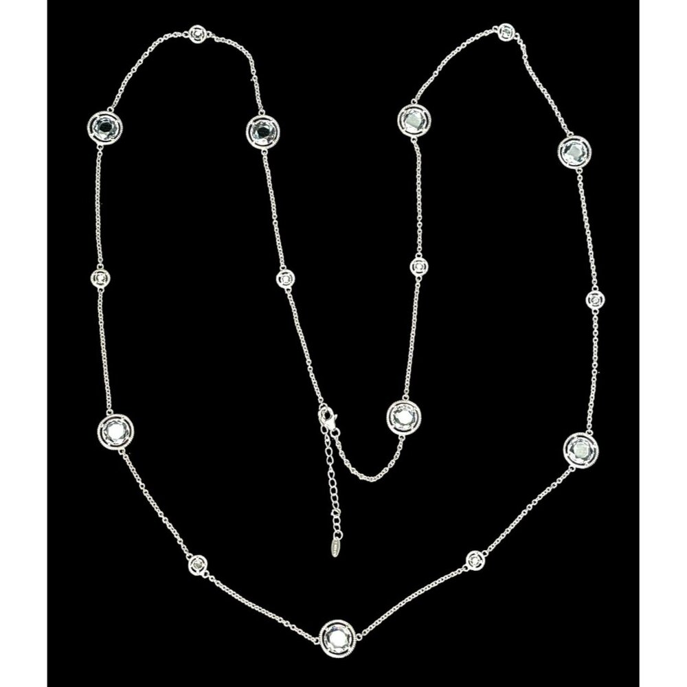New Tocara Sterling Silver Necklace DiAmi Crystal Bezel Station 42" Long Bianca - Picture 9 of 12